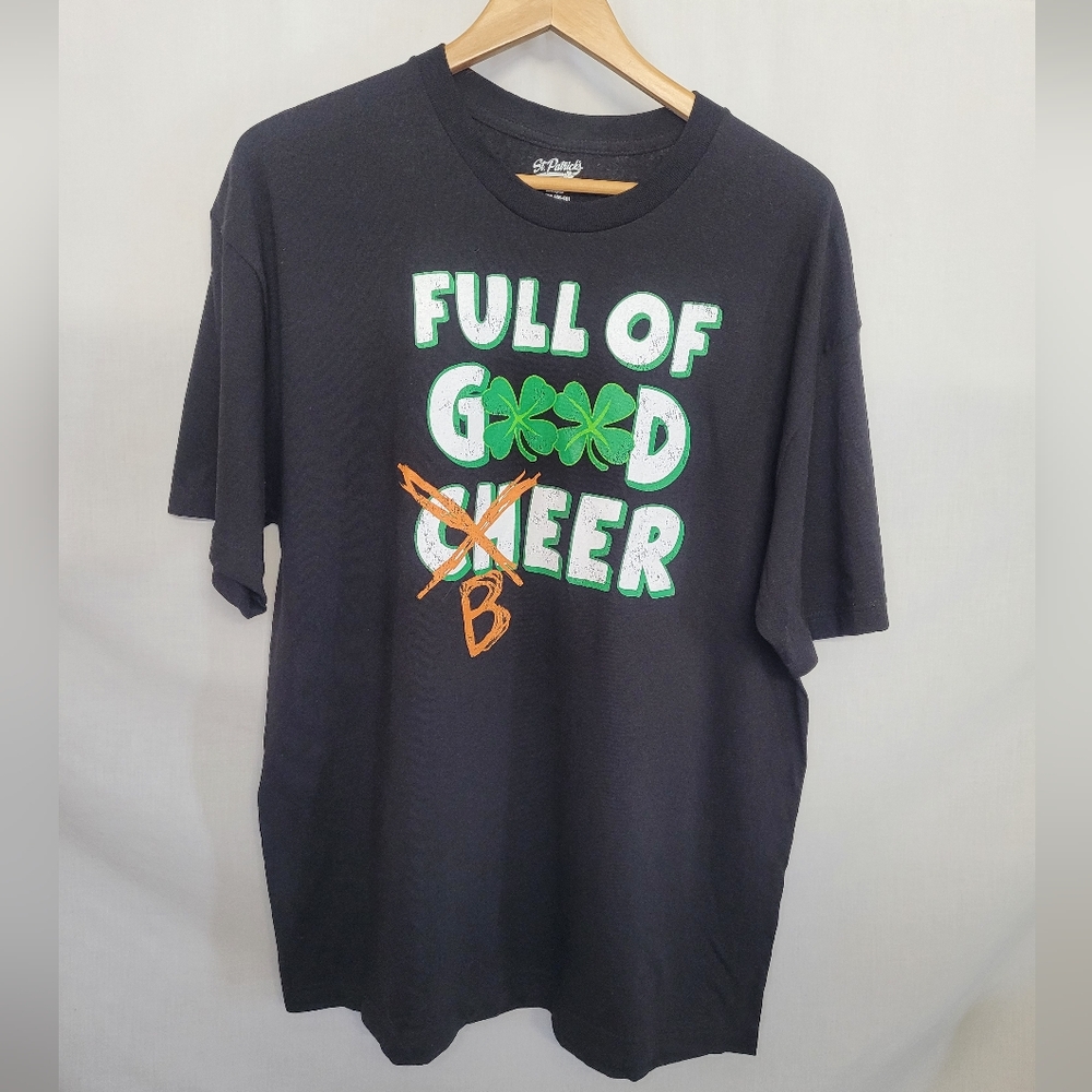 St. Patrick Black Tee with Green and Orange Accents